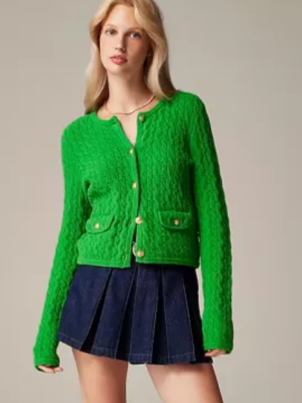 J.Crew Odette Cable-Knit Sweater Lady Jacket